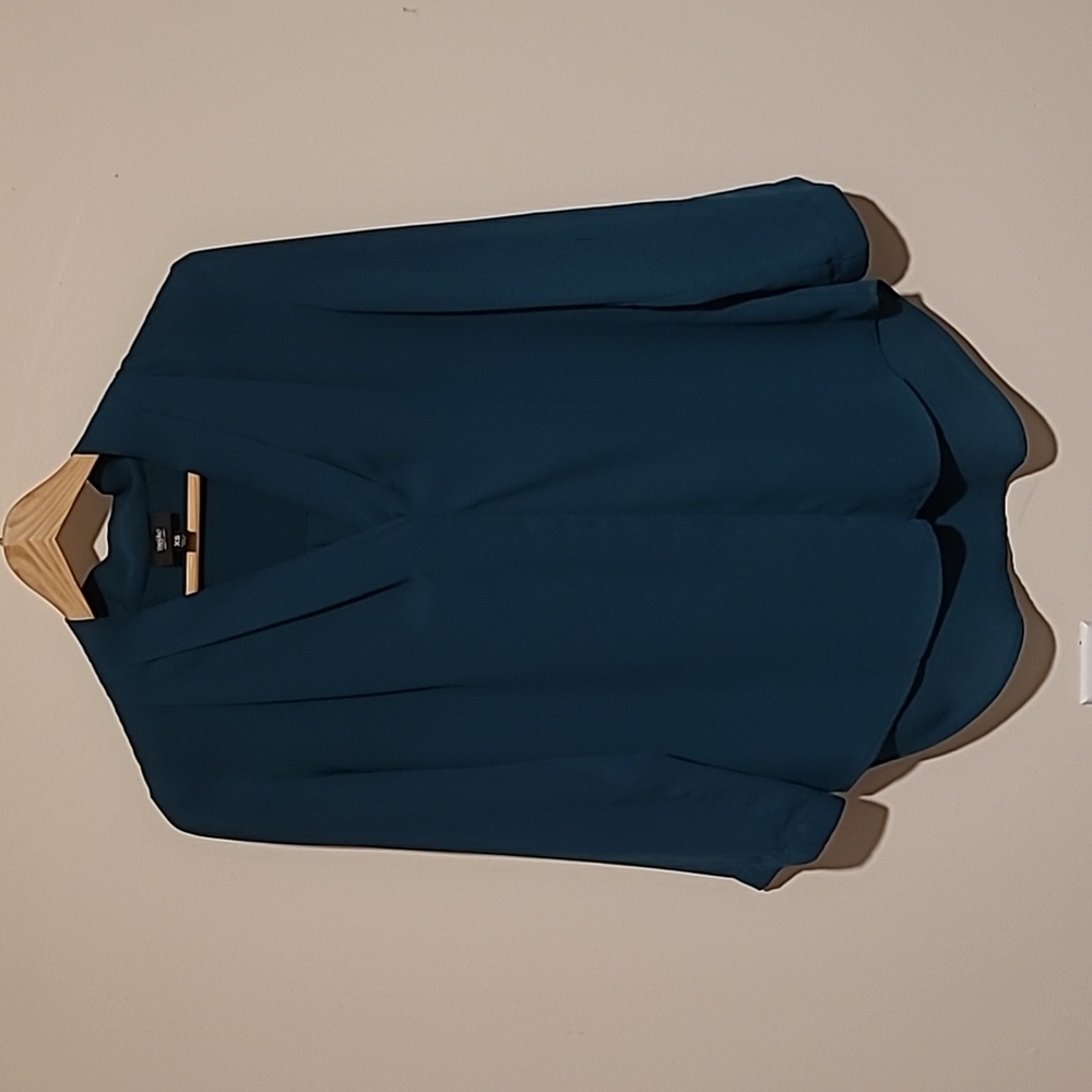 Mossimo, XS, Dark Teal, Adjustable Sleeve-length Blouse